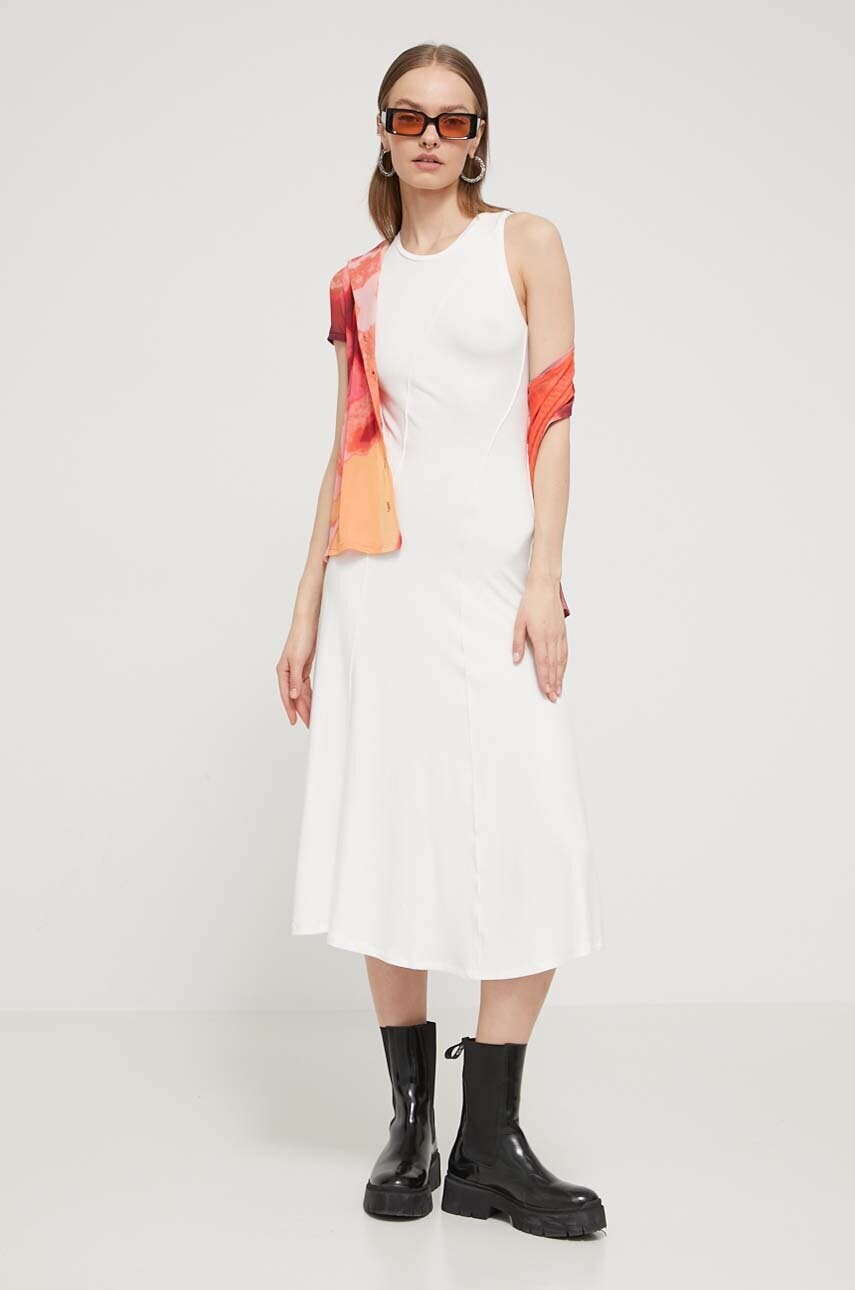 Сукня Desigual FILADELFIA колір білий midi розкльошена 24SWVK56
