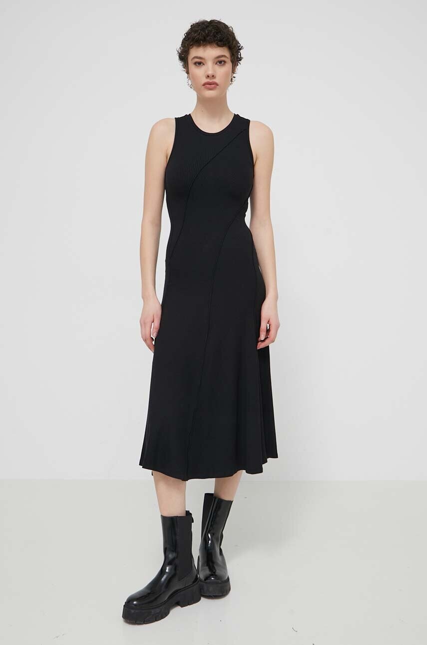 Сукня Desigual FILADELFIA колір чорний midi розкльошена 24SWVK56
