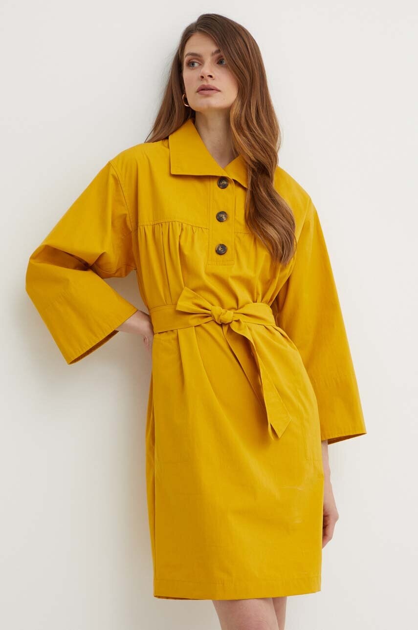 Бавовняна сукня Weekend Max Mara колір жовтий mini oversize 2415221023600