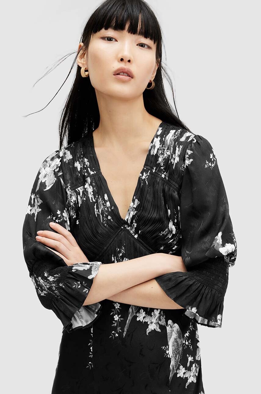 Сукня AllSaints ANI IONA DRESS колір чорний midi розкльошена W003DA