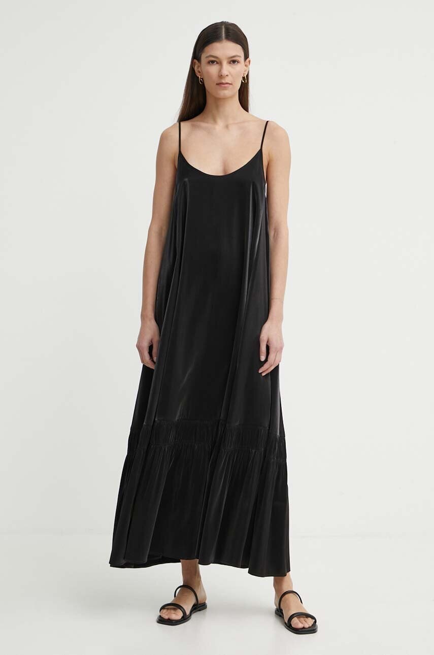 Сукня AERON IMOGEN колір чорний maxi розкльошена AW24SSDR523491