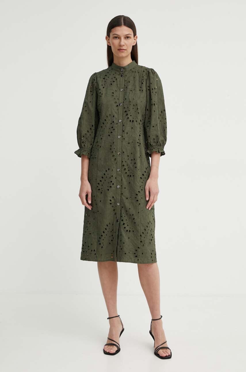 Бавовняна сукня Bruuns Bazaar ArgyreiaBBMoniika dress колір зелений mini пряма BBW3916