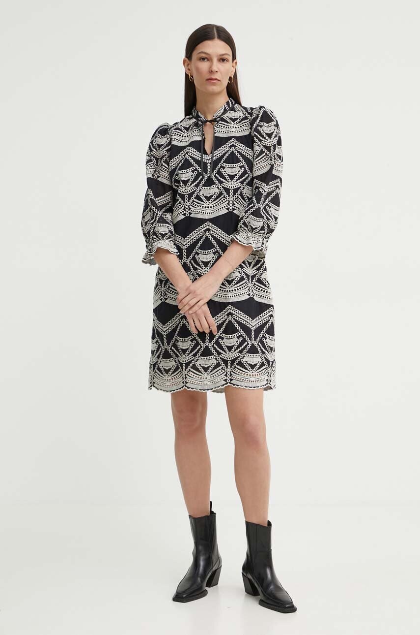 Бавовняна сукня Bruuns Bazaar ArvensisBBAbami dress колір чорний mini розкльошена BBW3919