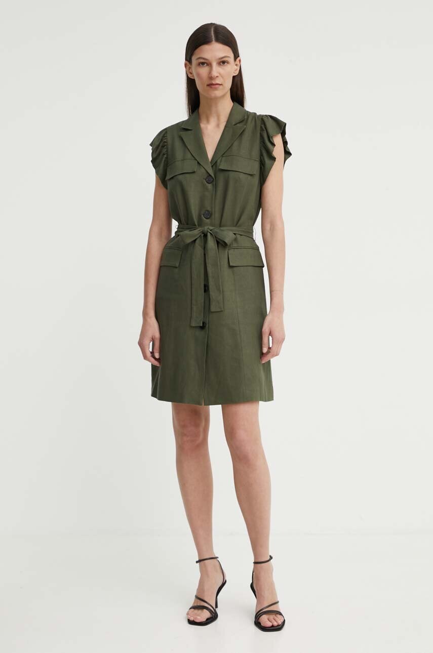 Сукня з домішкою льону Bruuns Bazaar OxalisBBGaia dress колір зелений mini пряма BBW3939