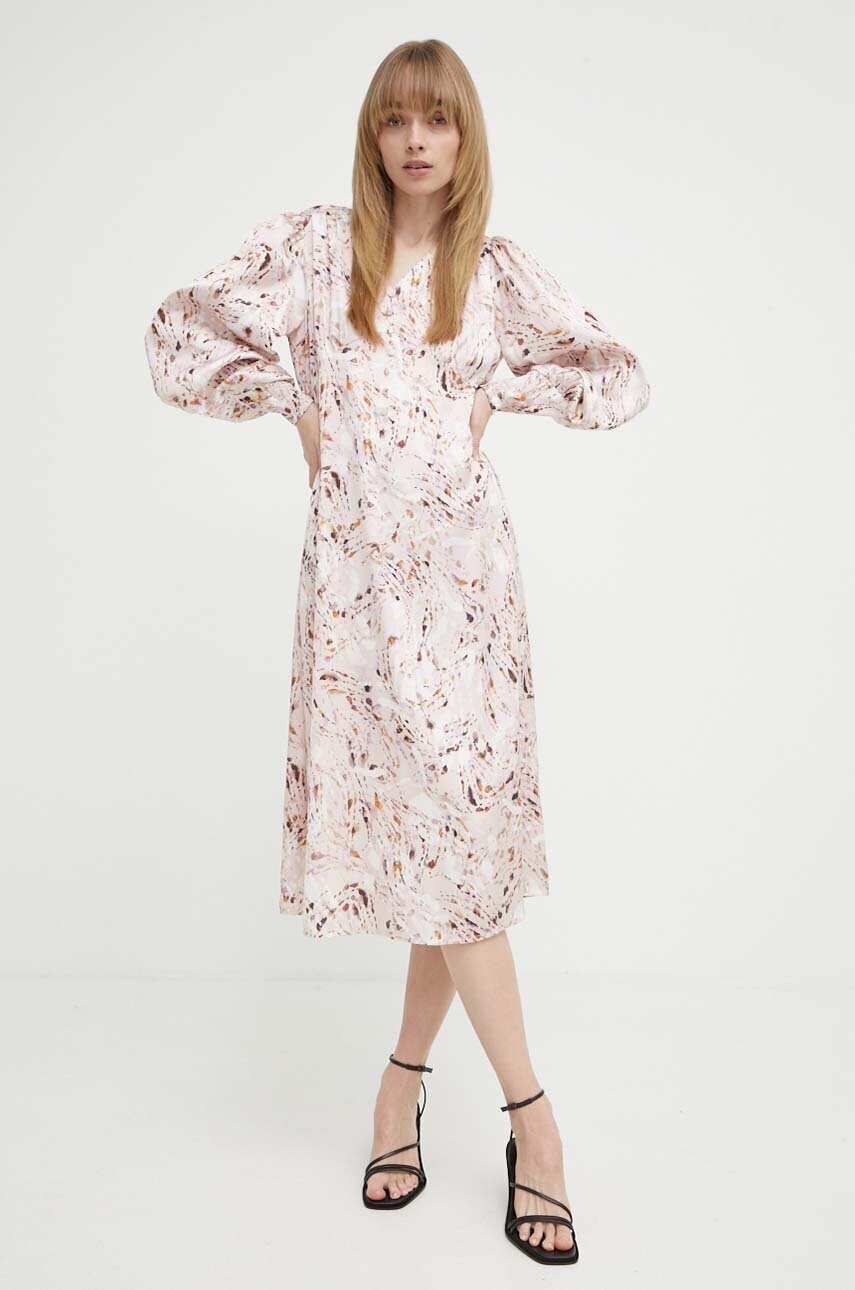 Сукня Bruuns Bazaar PellitoryBBLenea dress колір рожевий midi розкльошена BBW3984