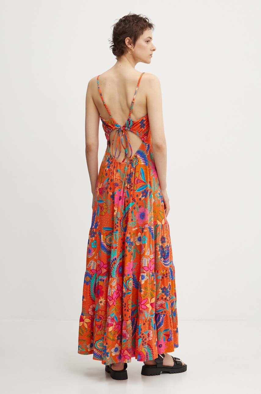 Бавовняна сукня Superdry колір помаранчевий maxi розкльошена W8011675A-2KA