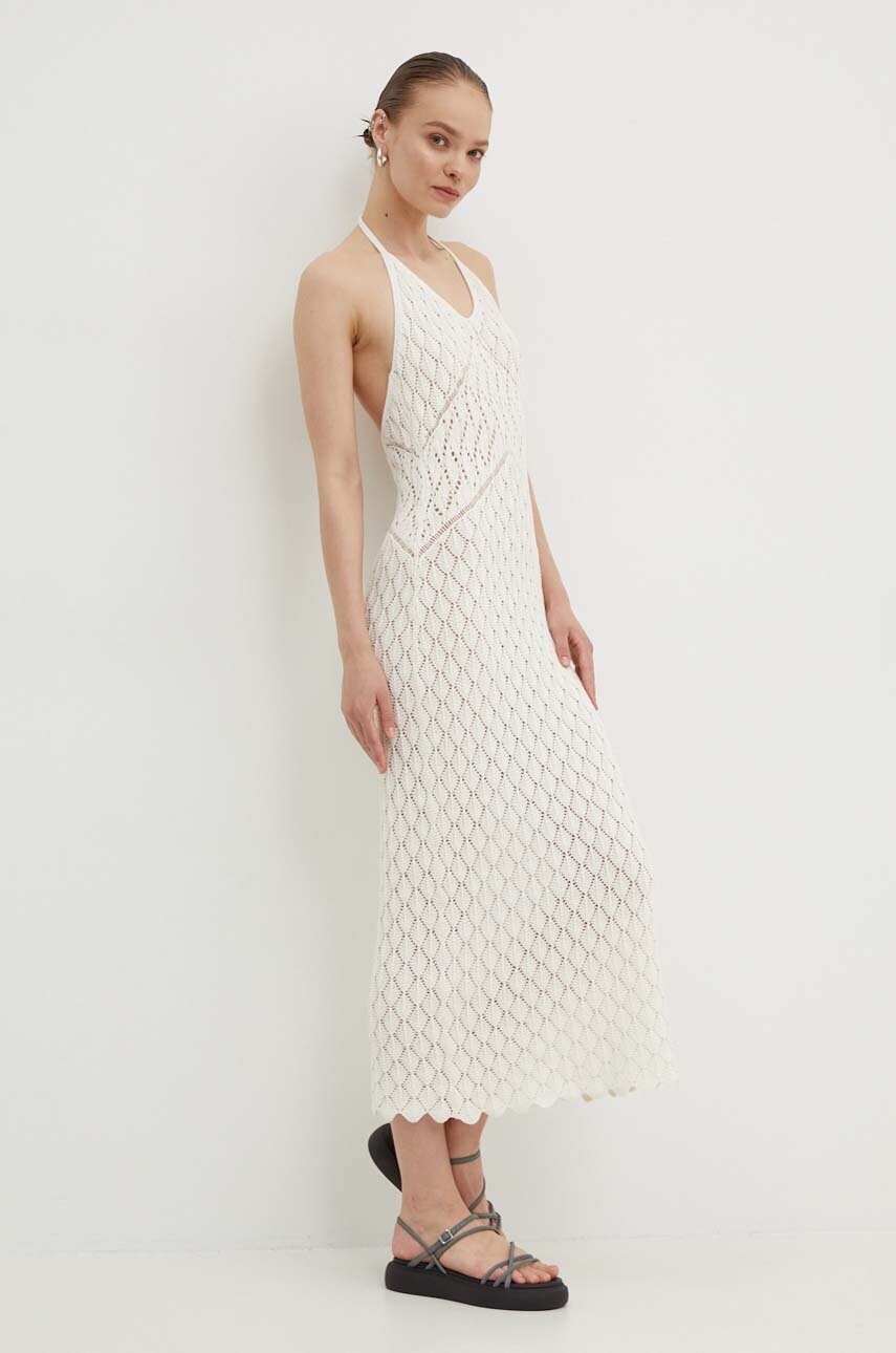 Сукня Superdry колір бежевий maxi облягаюча W8011736A-8ML