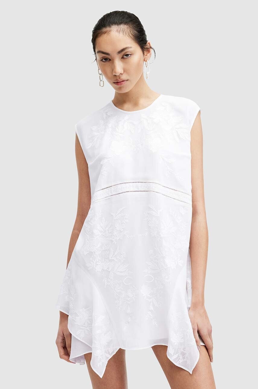 Сукня AllSaints AUDRINA EMB DRESS колір білий mini розкльошена W179DA