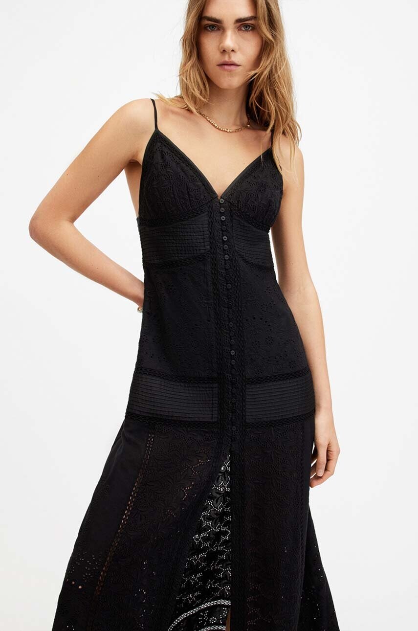 Сукня AllSaints DAHLIA EMB DRESS колір білий maxi пряма W083DA