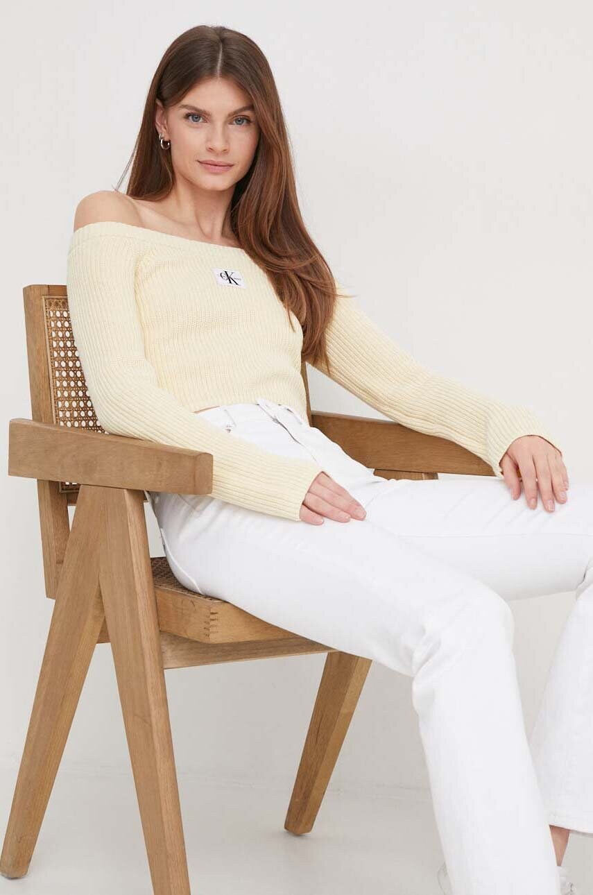 Бавовняний светр Calvin Klein Jeans колір жовтий