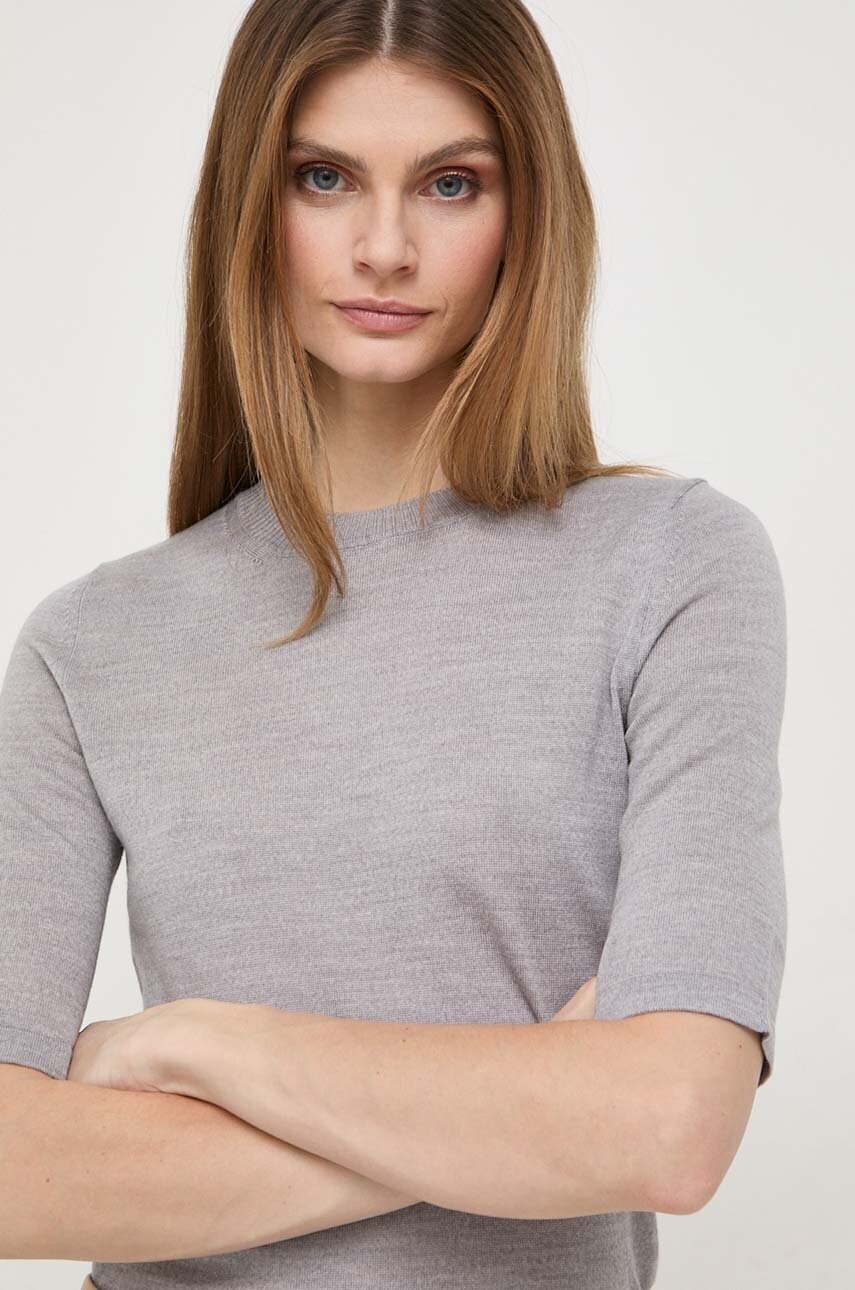 Футболка та вовняний кардиган Max Mara Leisure колір сірий легкий