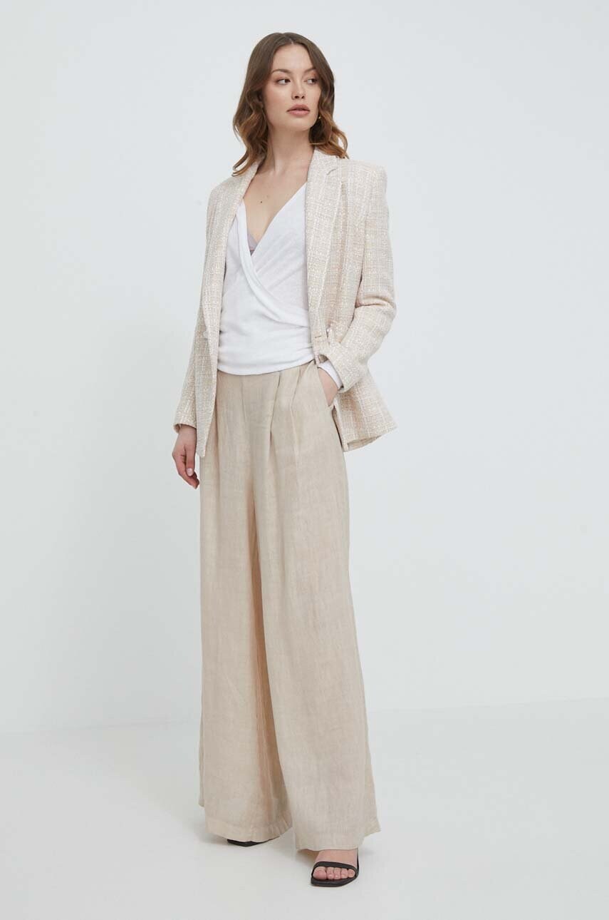 Лляний кардиган Lauren Ralph Lauren колір білий легкий