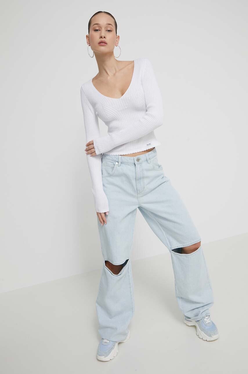 Бавовняний светр Moschino Jeans колір білий легкий
