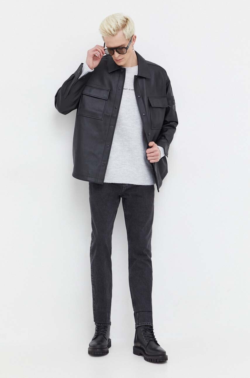 Светр Tommy Jeans чоловічий колір сірий
