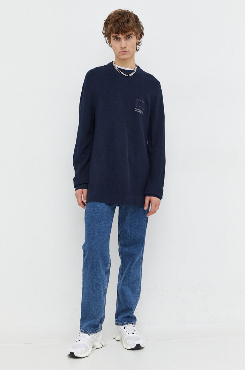 Светр Tommy Jeans чоловічий колір синій легкий