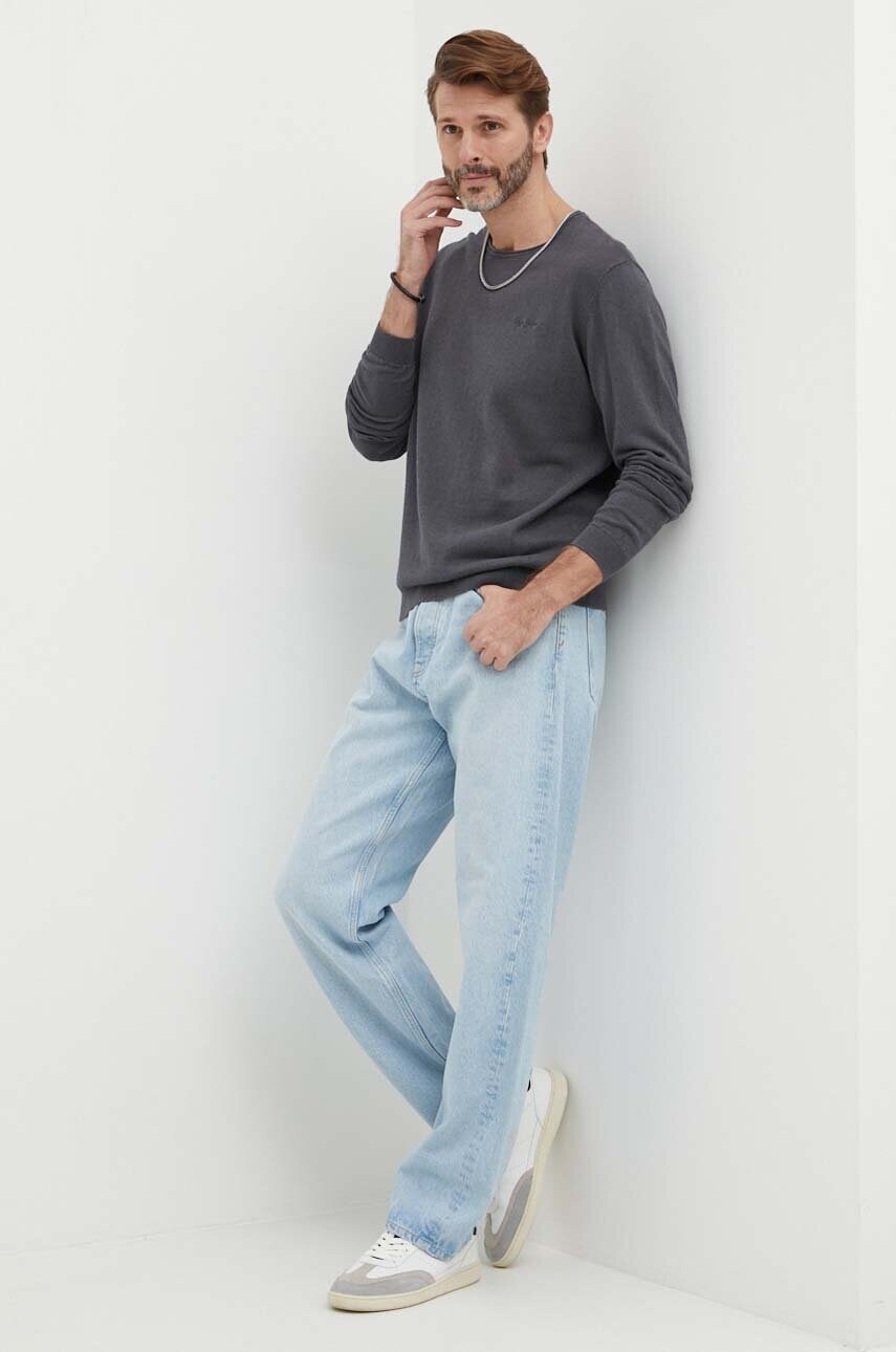 Льняний светр Pepe Jeans MILLER колір сірий легкий PM702422
