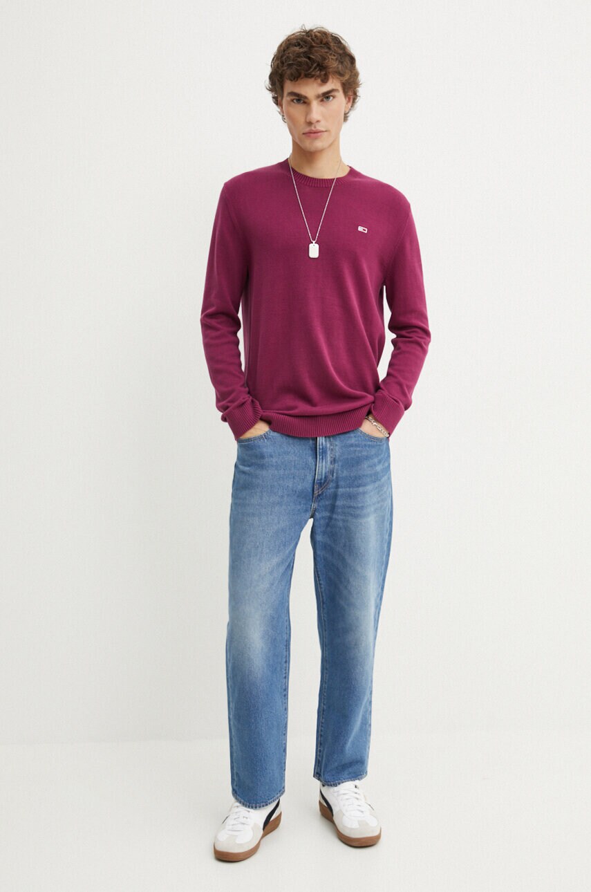 Бавовняний светр Tommy Jeans колір бордовий  DM0DM18895