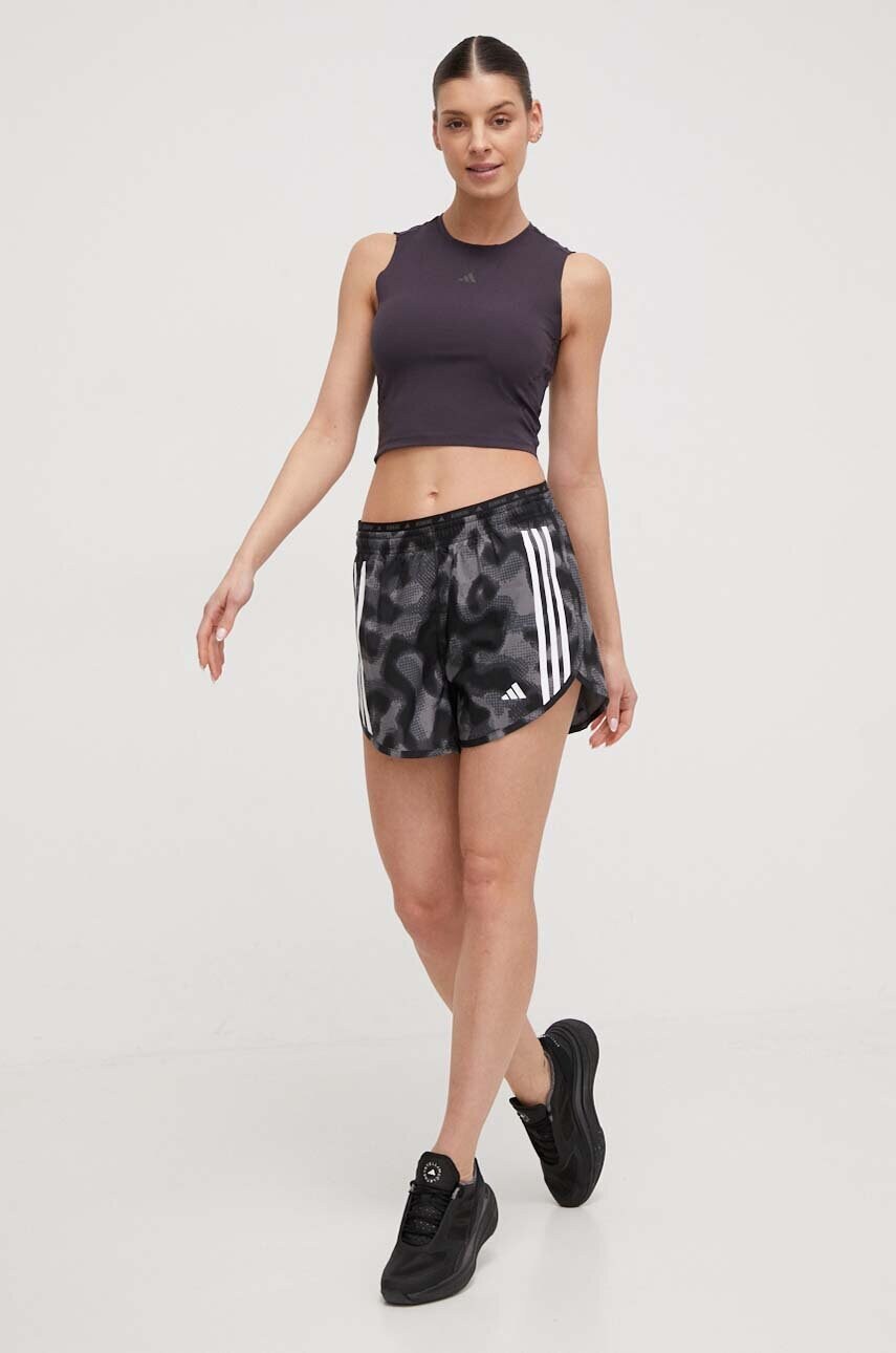 Шорти для бігу adidas Performance Own the Run колір сірий візерунок середня посадка