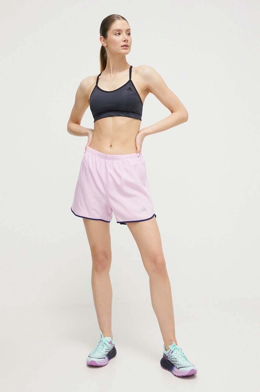 Шорти для бігу adidas Performance Run It колір рожевий з принтом висока посадка