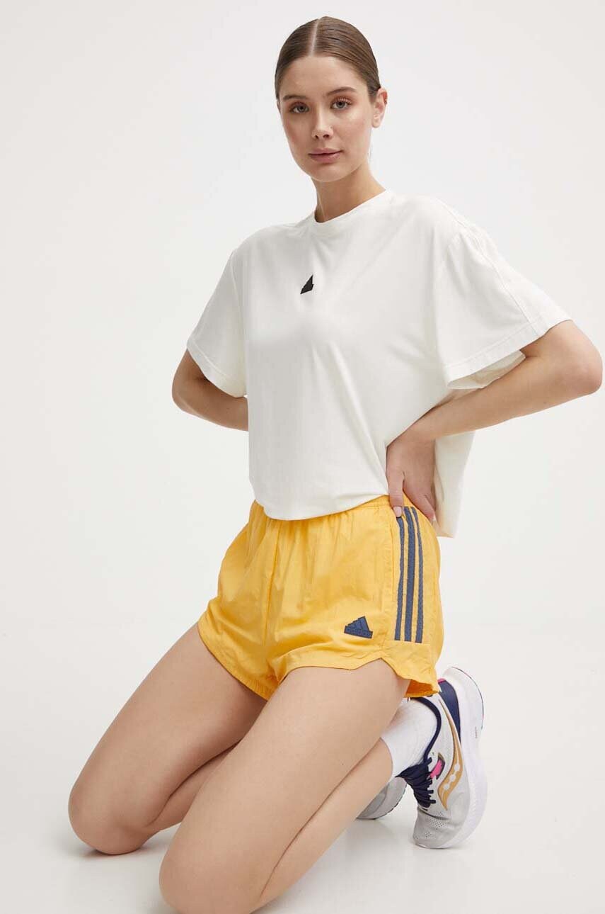 Шорти adidas TIRO жіночі колір жовтий з аплікацією висока посадка IS0722