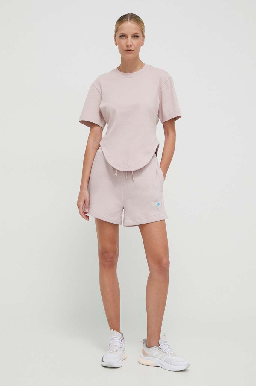 Шорти adidas by Stella McCartney жіночі колір рожевий з принтом висока посадка