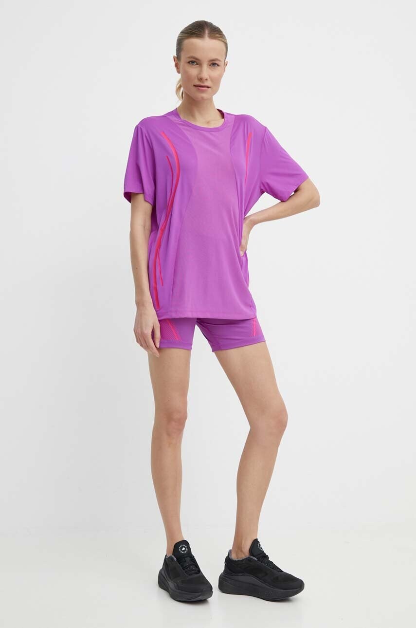 Шорти для тренувань adidas by Stella McCartney TruePace колір фіолетовий з принтом висока посадка IT5779