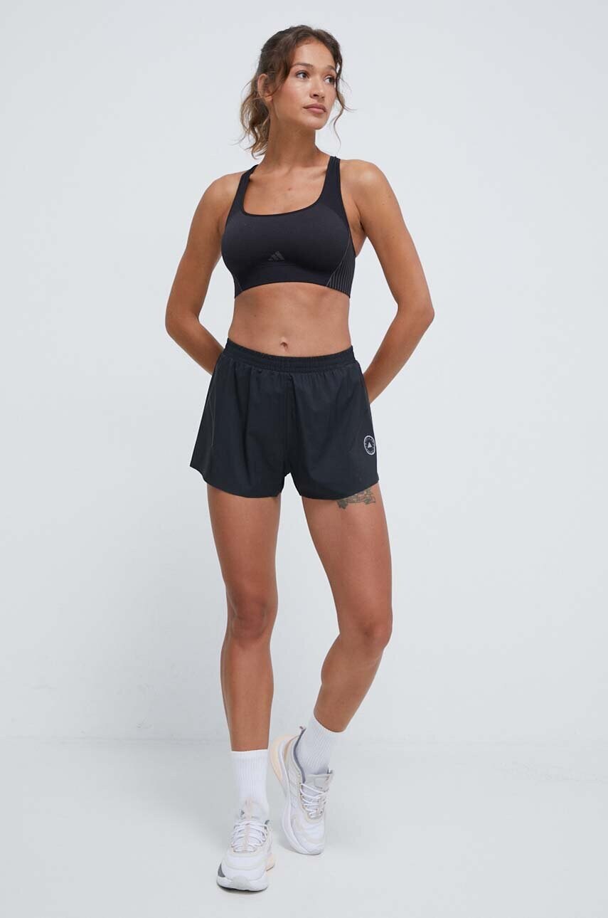 Шорти для бігу adidas by Stella McCartney TruePace колір чорний з принтом висока посадка