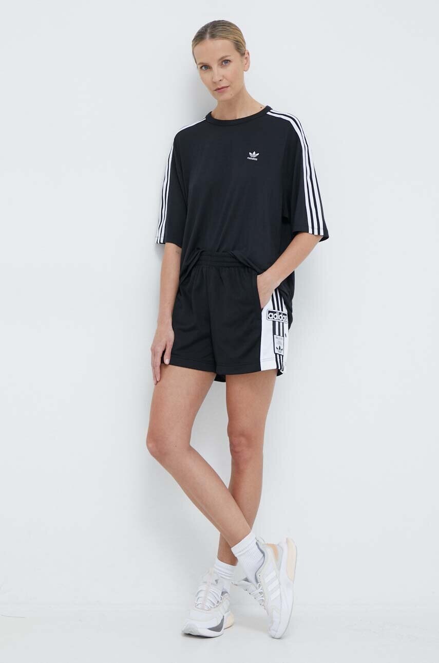 Шорти adidas Originals Adibreak жіночі колір чорний з аплікацією висока посадка IU2518