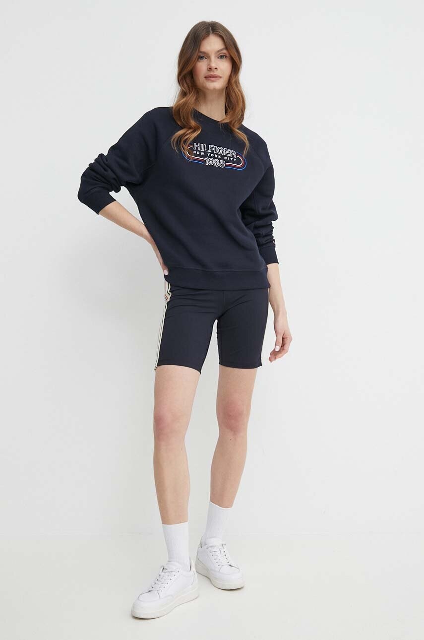 Шорти Tommy Hilfiger жіночі колір синій з аплікацією висока посадка WW0WW41493