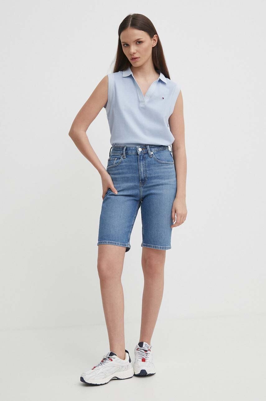 Джинсові шорти Tommy Hilfiger жіночі однотонні висока посадка WW0WW41323