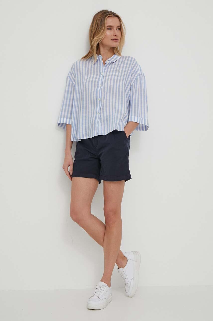 Шорти Pepe Jeans VANIA жіночі колір синій однотонні висока посадка PL801094