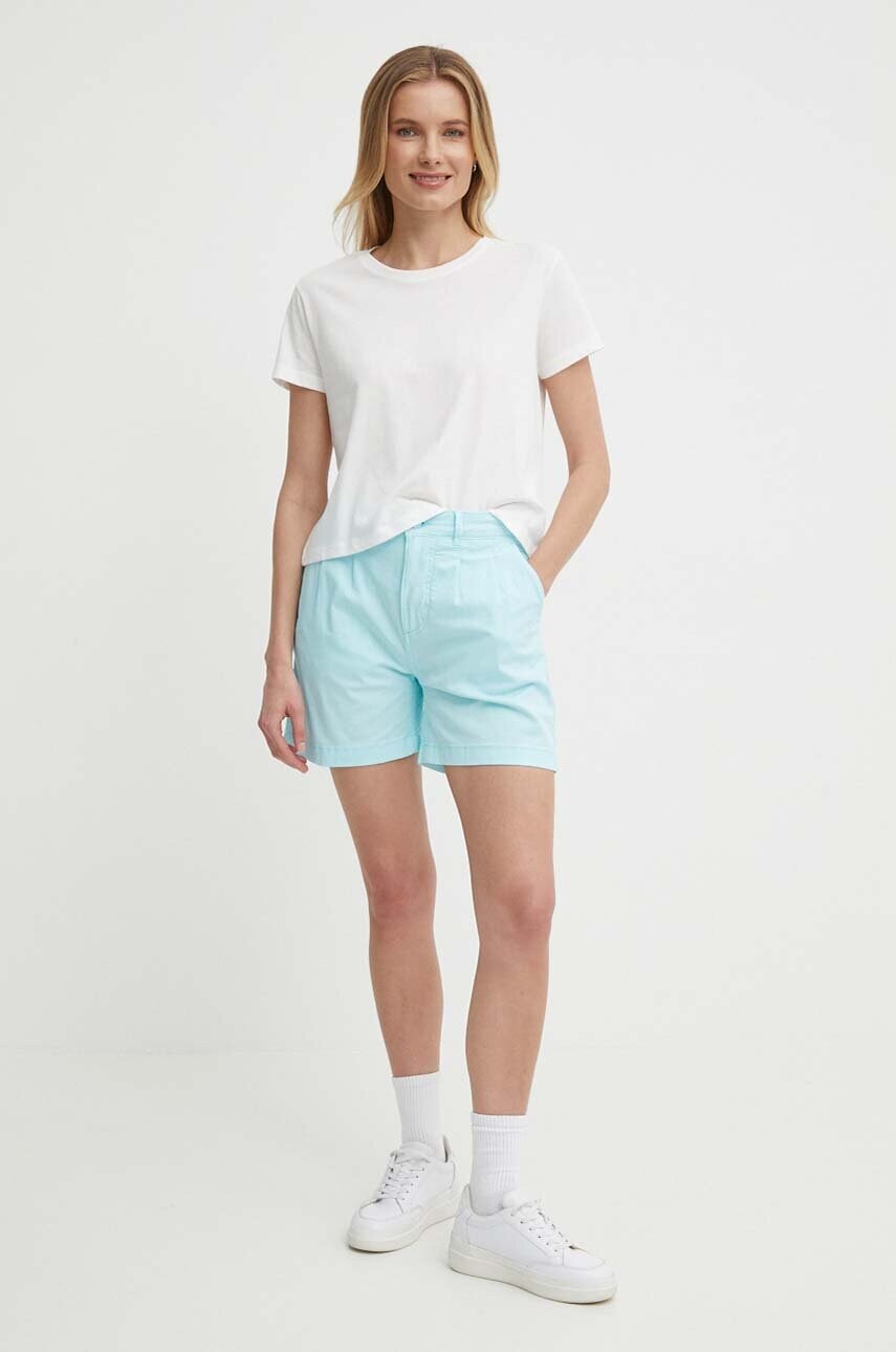 Шорти Pepe Jeans VANIA жіночі колір бірюзовий однотонні висока посадка PL801094