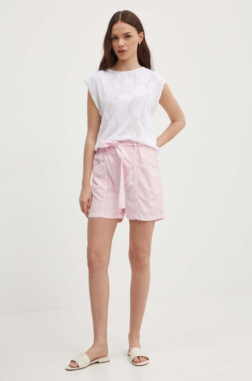 Шорти Pepe Jeans VALLE жіночі колір рожевий однотонні висока посадка PL801097