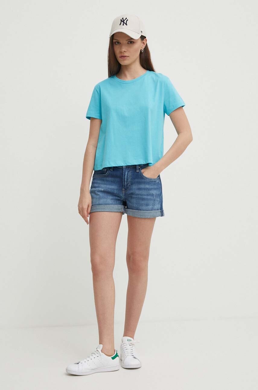 Джинсові шорти Pepe Jeans STRAIGHT SHORT HW жіночі однотонні середня посадка PL801108HU4