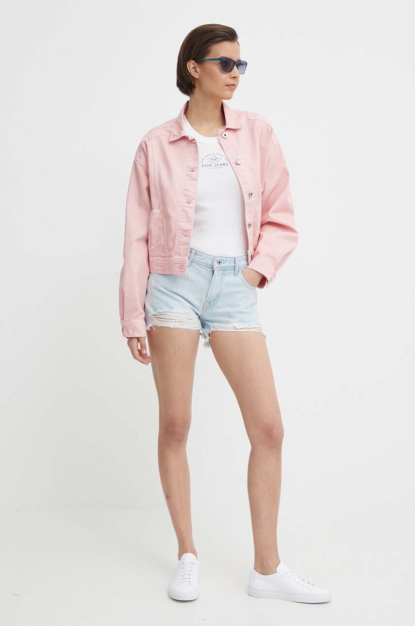 Джинсові шорти Pepe Jeans RELAXED SHORT MW жіночі однотонні середня посадка PL801110PF7