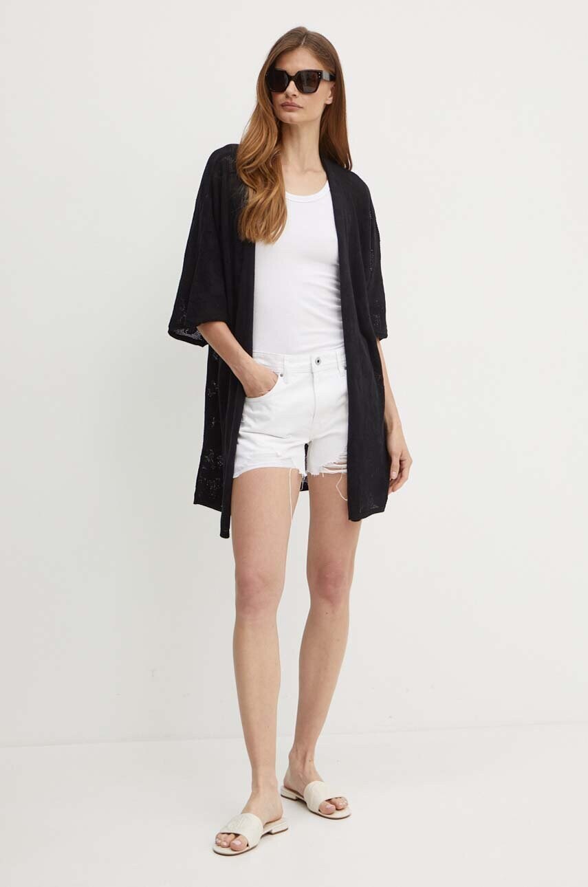 Джинсові шорти Pepe Jeans RELAXED SHORT MW жіночі колір білий однотонні середня посадка PL801110TB9