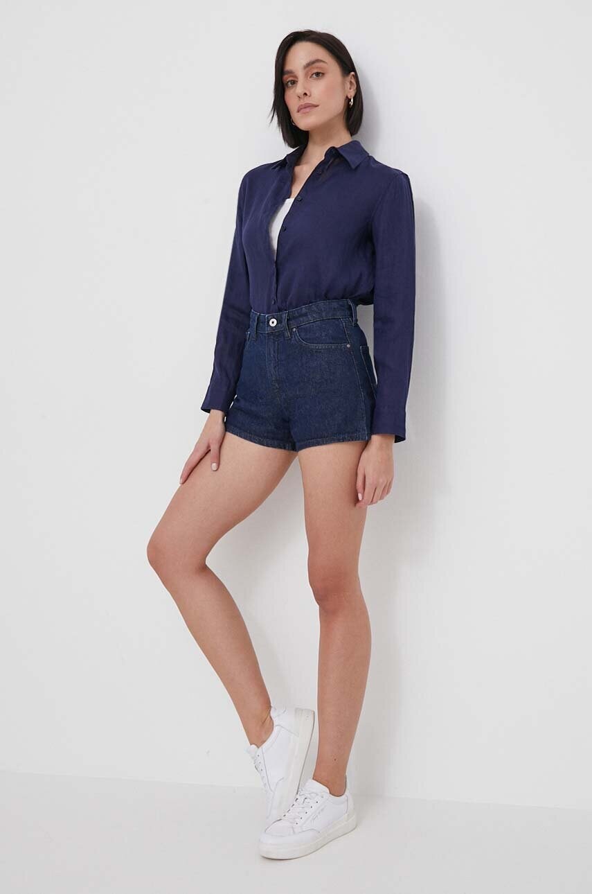 Джинсові шорти Pepe Jeans A-LINE SHORT HW жіночі колір синій однотонні висока посадка PL801111CT8