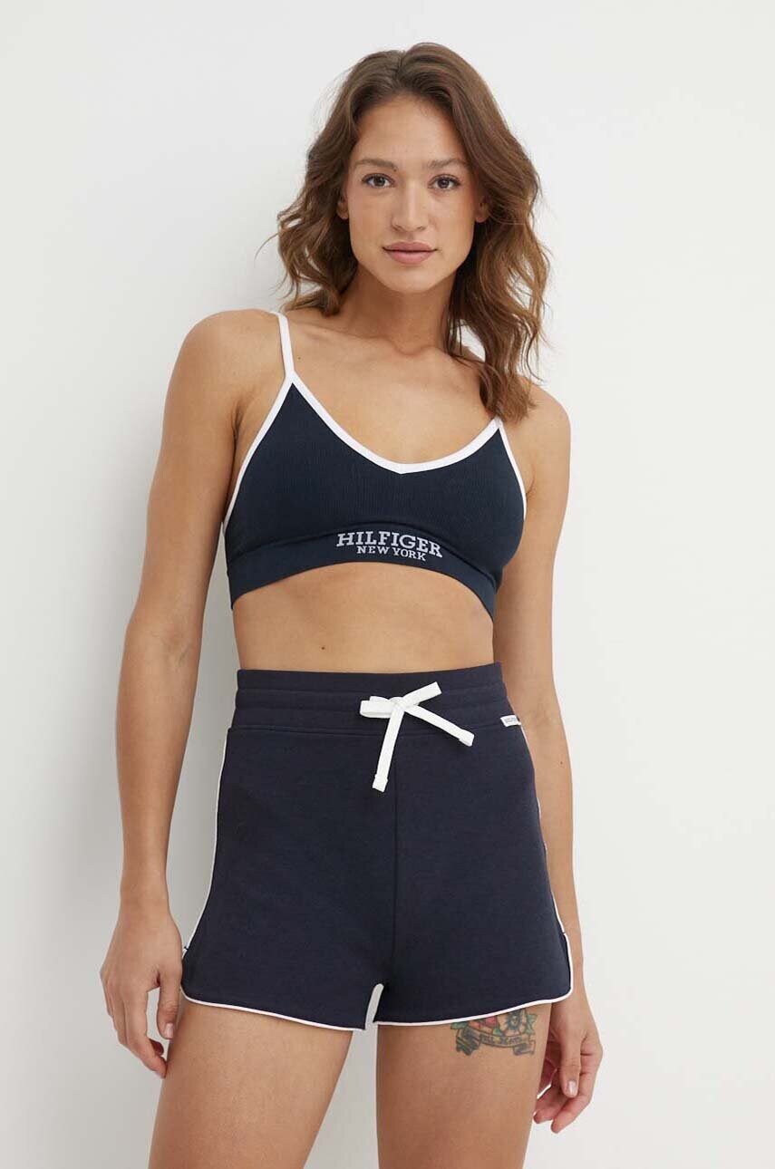 Шорти лаунж Tommy Hilfiger колір синій однотонні висока посадка UW0UW05235