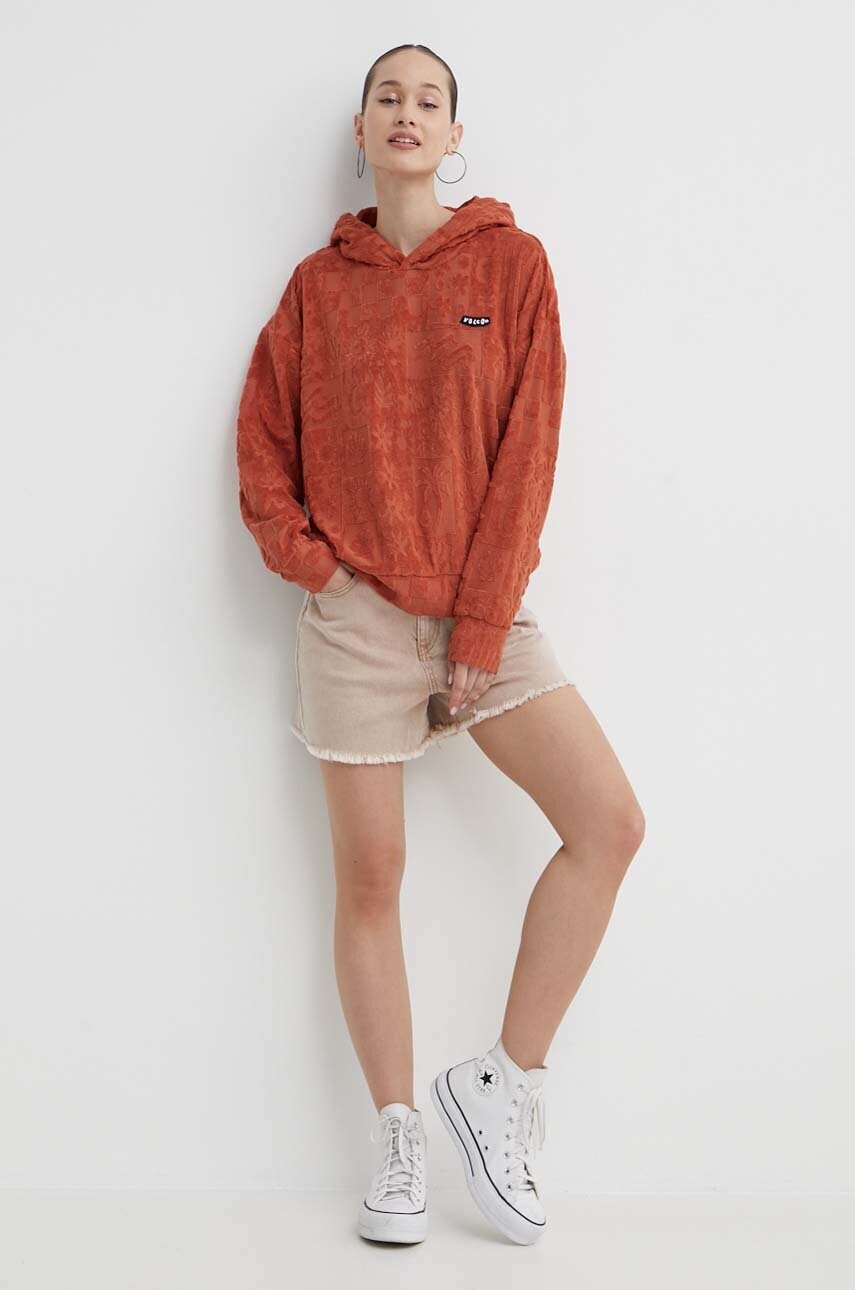 Шорти Volcom жіночі колір бежевий однотонні висока посадка