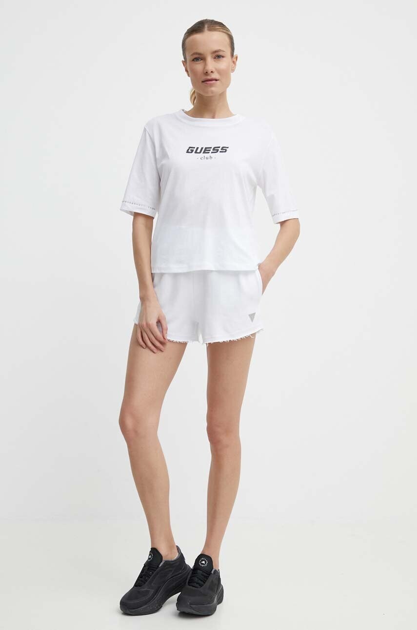 Шорти Guess SKYLAR жіночі колір білий з аплікацією висока посадка V4GD09 K8802