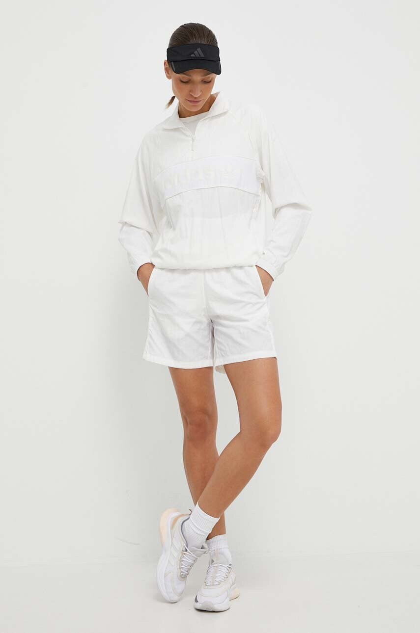 Шорти adidas Originals жіночі колір білий однотонні висока посадка IR5283