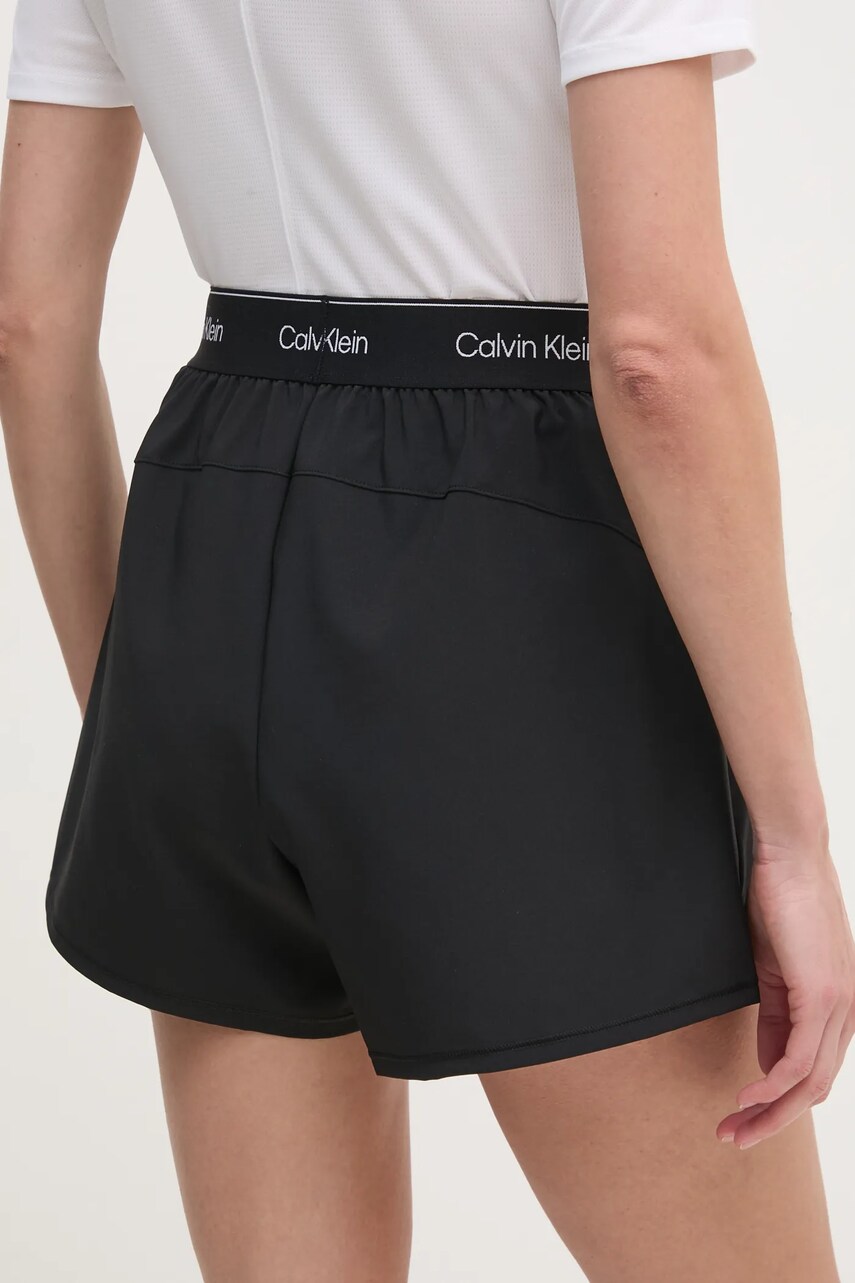 Шорти для тренувань Calvin Klein Performance колір чорний з принтом висока посадка