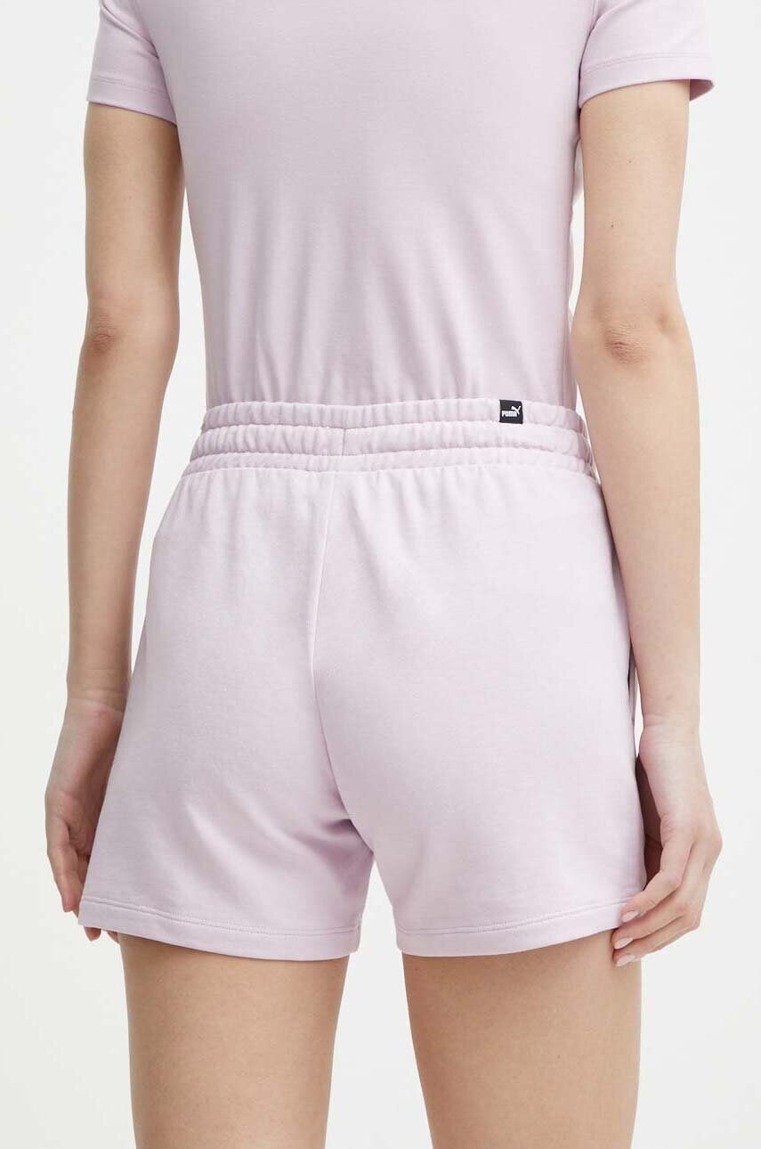 Бавовняні шорти Puma BETTER ESSENTIALS колір рожевий однотонні висока посадка 680974