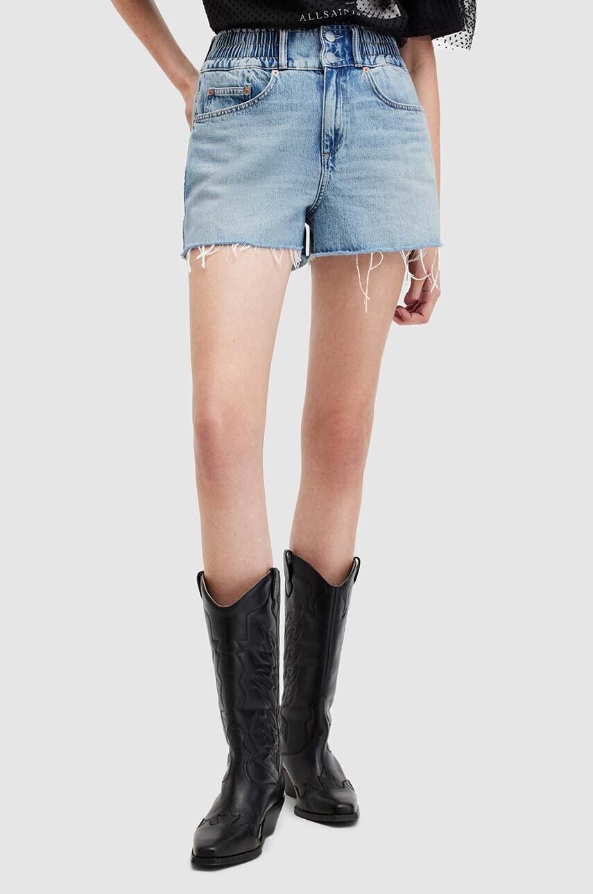 Джинсові шорти AllSaints HAILEY DENIM SHORT жіночі однотонні висока посадка W006EA