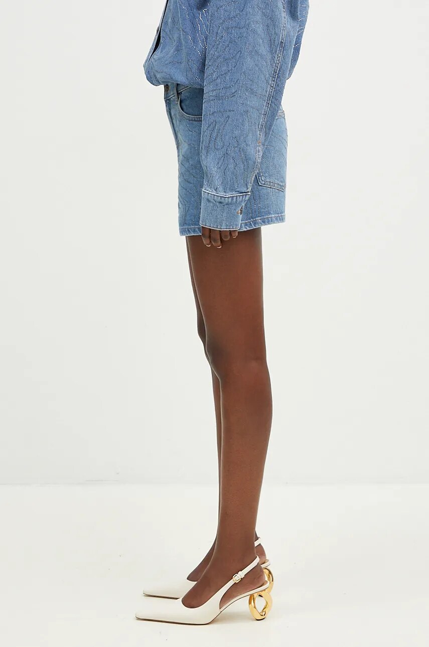 Джинсові шорти Rotate Rhinestone Denim жіночі візерунок висока посадка 1126391468