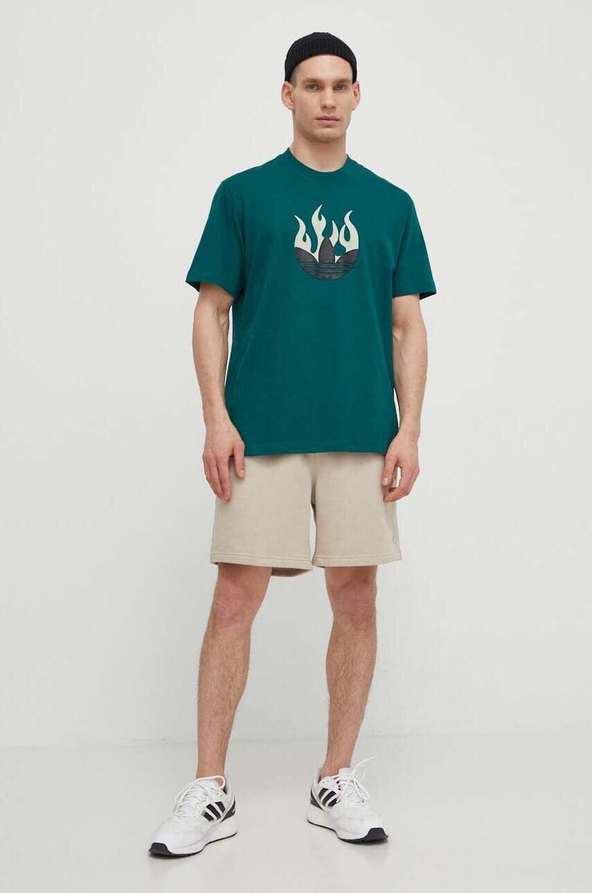 Бавовняні шорти adidas Originals колір бежевий IR7880
