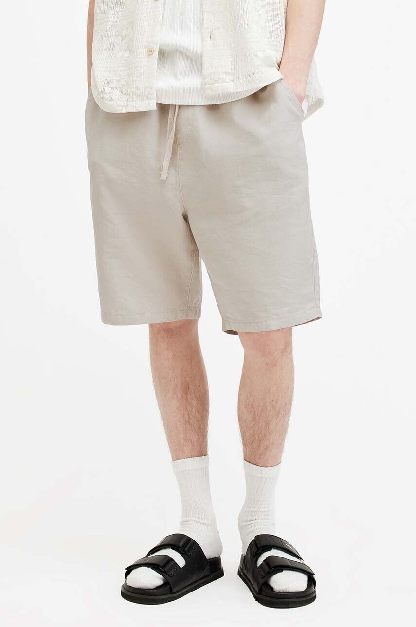 Шорти з домішкою льону AllSaints HANBURY колір бежевий MF081Y