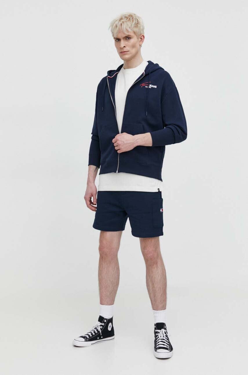 Бавовняні шорти Tommy Jeans колір синій