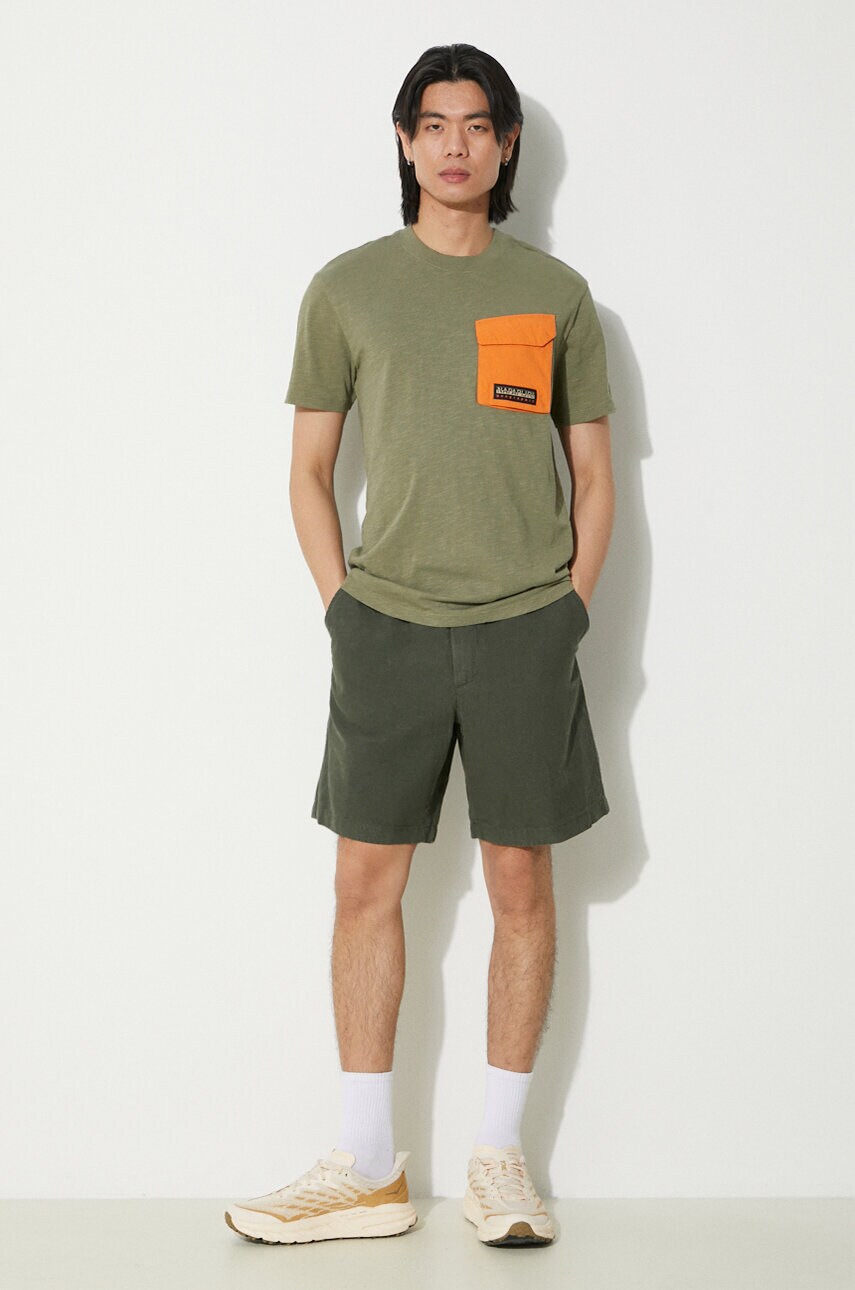 Шорти з домішкою льону Norse Projects Ezra Relaxed Cotton колір зелений N35.0614.8022