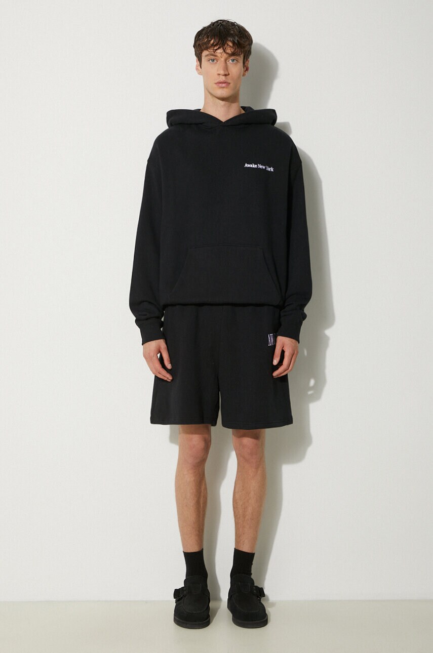 Бавовняні шорти Awake NY Awake Sweatshort колір чорний меланж SP24-PA006
